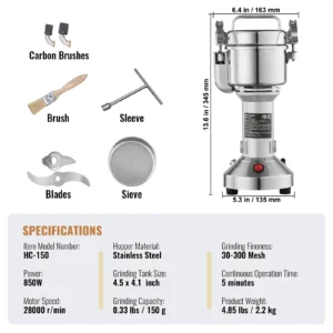 SucceBuy 150-2500g Electric Grain Mill Grinder Commercial