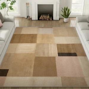 Geometric Color Block Area Rug Anti-Slip Easy to Clean