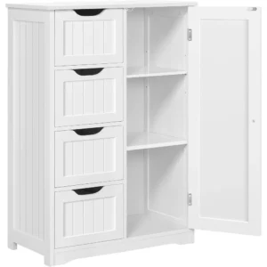 Large Bathroom Floor Cabinet - 4 Drawers, Single Door