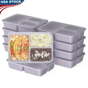 20-Piece Meal Prep Kit 3-Compartment Storage Containers with Lids