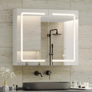 Bathroom Medicine Cabinet with Mirrors and Led Lights 27.6x23.62 inch