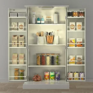 50" LED White Storage Cabinet with Adjustable Shelves