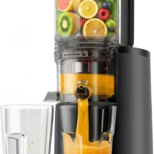 5.4" Chute Cold Press Juicer, 250W Slow Masticating Juicer, Reverse Function, Black