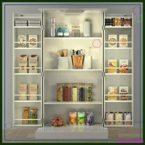 50" LED Kitchen Pantry Cabinet White Storage